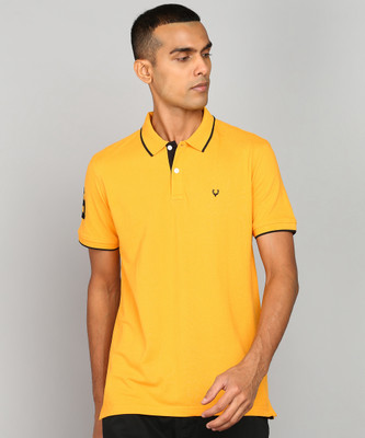 Allen Solly Solid Men Polo Neck Yellow T-Shirt