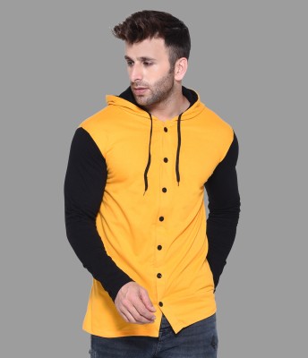 tfurnish Men Color Block Casual Black, Yellow Shirt