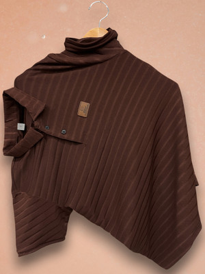 METRONAUT Self Design Men Polo Neck Brown T-Shirt