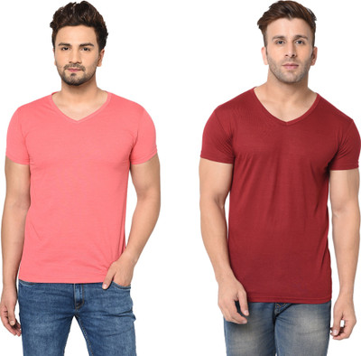 Adorbs Trend Solid Men V Neck Multicolor T-Shirt