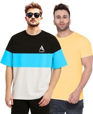 Kroptee Colorblock Men Round Neck Multicolor T-Shirt