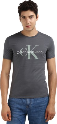 Calvin Klein Printed Men Crew Neck Grey T-Shirt