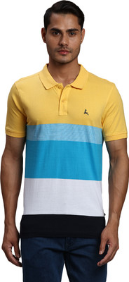PARX Colorblock Men Polo Neck Yellow T-Shirt