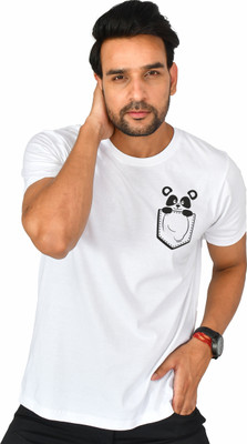 Burundi Blu Printed Men Round Neck White T-Shirt