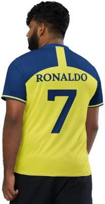 teky Printed Men Polo Neck Blue, Yellow T-Shirt