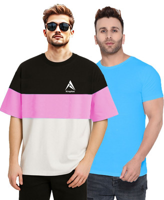 Kroptee Colorblock Men Round Neck Multicolor T-Shirt