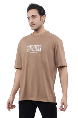 WILD ELEPHANT Printed Men Round Neck Beige T-Shirt