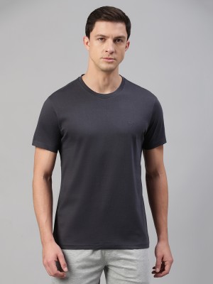 VAN HEUSEN Solid Men Crew Neck Grey T-Shirt