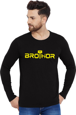 Organic Chics Typography Men Round Neck Black T-Shirt