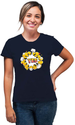 SmarTee Street Printed Women Round Neck Blue T-Shirt