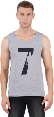 jocker Graphic Print Men Round Neck Grey T-Shirt