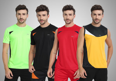 FTX Colorblock Men Round Neck Multicolor T-Shirt