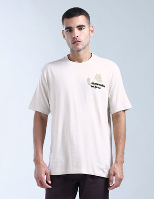 FLYING MACHINE Graphic Print Men Round Neck Grey T-Shirt