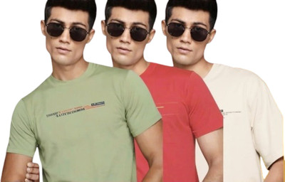 RAJDHANI OVERSEAS Printed Men Round Neck Multicolor T-Shirt