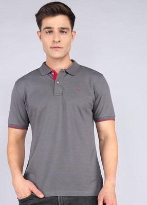 COLORPLUS Solid Men Polo Neck Grey T-Shirt