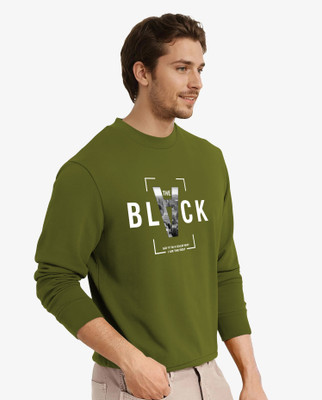 Heartees Printed Men Round Neck Green T-Shirt