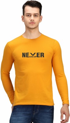 Madhav Creation Typography Men Round Neck Yellow T-Shirt