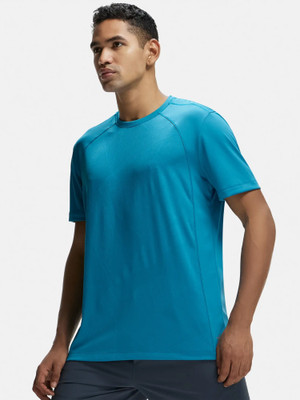 JOCKEY Solid Men Round Neck Blue T-Shirt