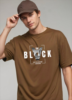 Smartees Printed Men Round Neck Brown T-Shirt
