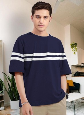 Pytton Striped Men Round Neck Blue T-Shirt