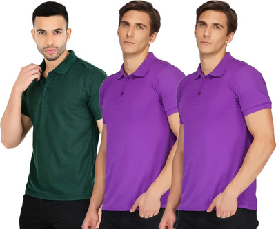 KEOTI Solid Men Polo Neck Multicolor T-Shirt