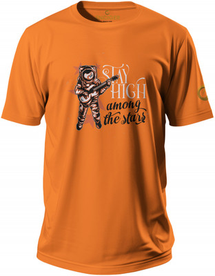 Enciger Printed Men Round Neck Orange T-Shirt