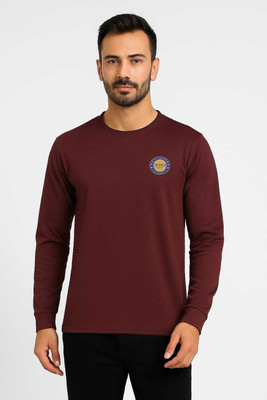 HouseOfCommon Typography Men Round Neck Maroon T-Shirt