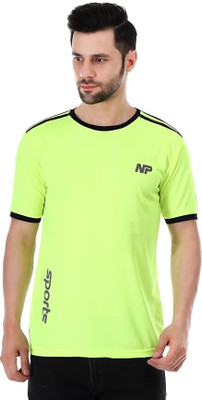 NEEPRI Solid Men Round Neck Light Green T-Shirt