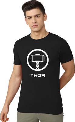 OrrganicChics Printed Men Round Neck Black T-Shirt