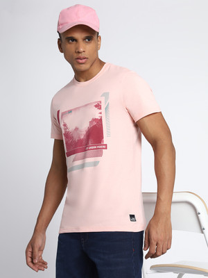 LEE Printed Men Round Neck Pink T-Shirt