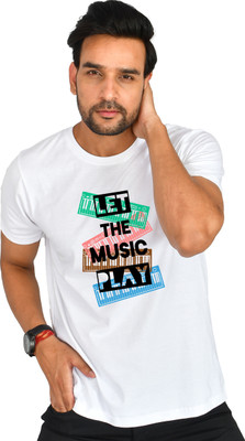 Burundi Blu Printed, Typography Men Round Neck White T-Shirt