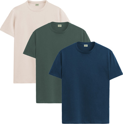 ADRO Solid Men Round Neck Multicolor T-Shirt