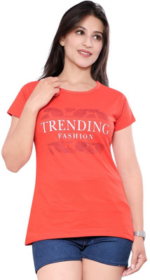 vax vax Graphic Print Women Round Neck Red T-Shirt