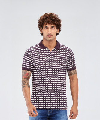 PARK AVENUE Printed Men Polo Neck Red T-Shirt