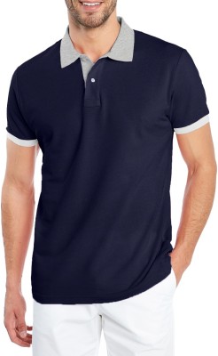 FastColors Solid Men Polo Neck Dark Blue T-Shirt