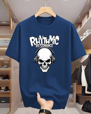 Manly Tees Printed Men Round Neck Navy Blue T-Shirt