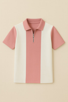 Teenie Striped Men Zip Neck Green T-Shirt