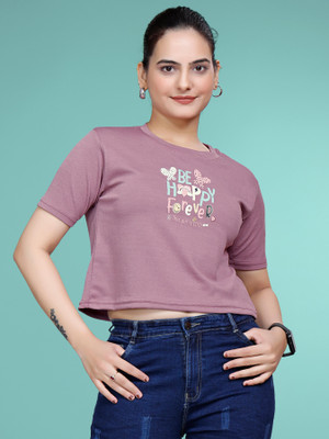 JK Creation Party Graphic Print Women Pink Top