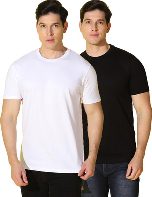 WOOSTRO Solid Men Round Neck Multicolor T-Shirt