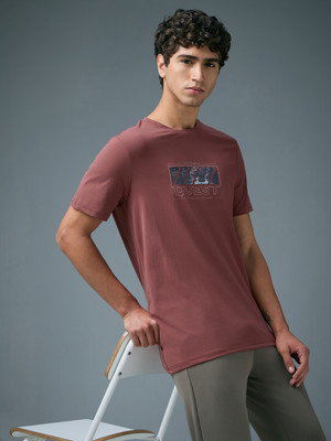 TECHNOSPORT Graphic Print Men Round Neck Orange T-Shirt
