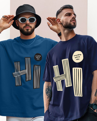 ENITOR Printed Men Round Neck Dark Blue, Navy Blue T-Shirt