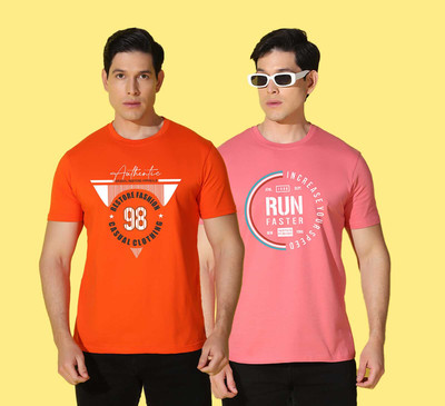 WOOSTRO Printed Men Round Neck Multicolor T-Shirt