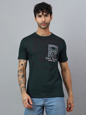 Free Authority Printed Men Round Neck Green T-Shirt