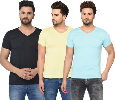 JB Jangoboy Solid Men V Neck Multicolor T-Shirt