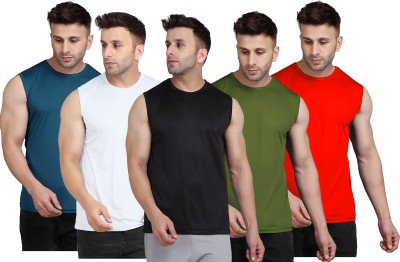 UDI n ADI Solid Men Round Neck Black, White, Blue, Dark Green, Red T-Shirt