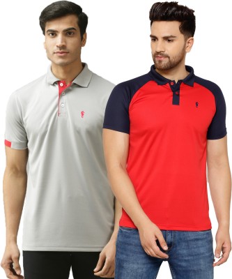 EPPE Self Design Men Polo Neck Red, Grey, Navy Blue T-Shirt