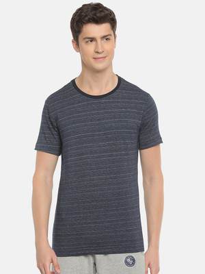 Macroman M-Series Striped Men Round Neck Grey T-Shirt