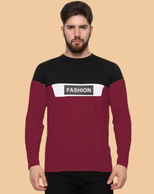 FAOES Printed Men Round Neck Maroon T-Shirt