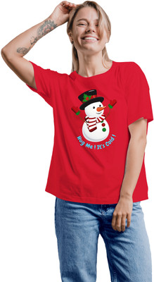 Buy That Trendz Printed Women Round Neck Red T-Shirt