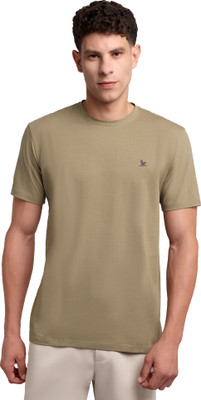 Oxpecker Solid Men Round Neck Brown T-Shirt